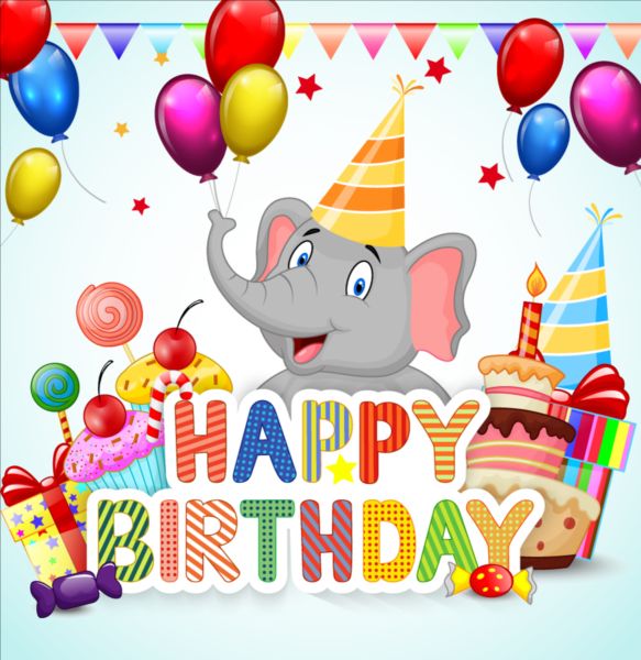 Cute animal with birthday background creative vector 04 cute creative birthday background Animal   