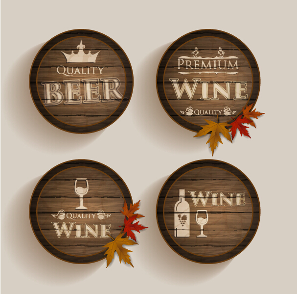 Beer with wine wooden labels vector 01 wooden wine labels beer   