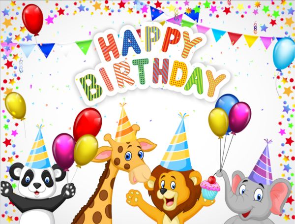 Cute animal with birthday background creative vector 03 cute creative birthday background Animal Cute animal with birthday background creative vector 03 cute creative birthday background Animal
