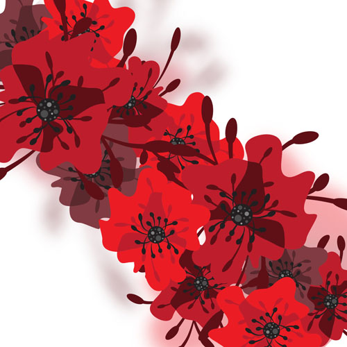 Hand drawn red flower backgrounds vector 08 hand flower drawn backgrounds   