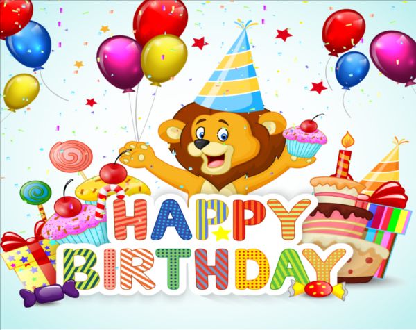 Cute animal with birthday background creative vector 02 cute creative birthday background Animal   