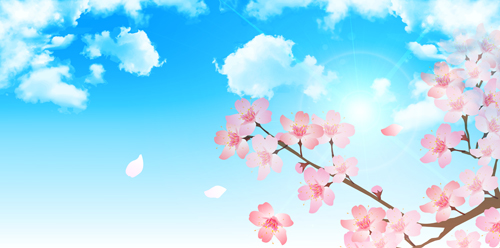 Sakura with blue sky vector background 08 sky sakura blue background   