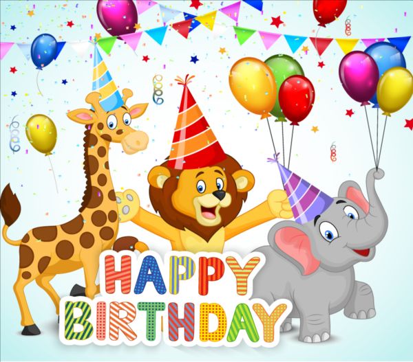 Cute animal with birthday background creative vector 01 cute creative birthday background Animal   