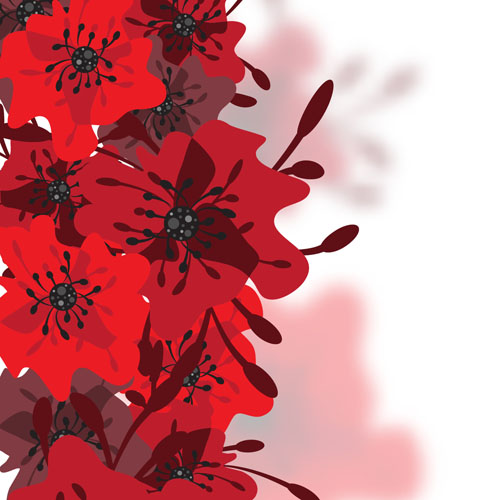 Hand drawn red flower backgrounds vector 06 hand flower drawn backgrounds   