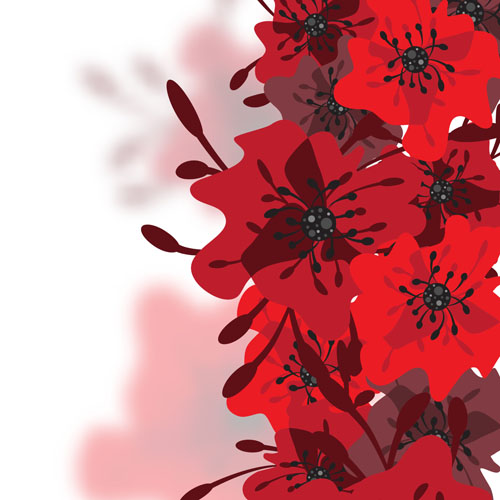 Hand drawn red flower backgrounds vector 05 hand flower drawn backgrounds   