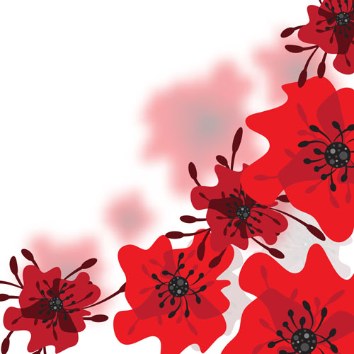 Hand drawn red flower backgrounds vector 02 hand flower drawn backgrounds   