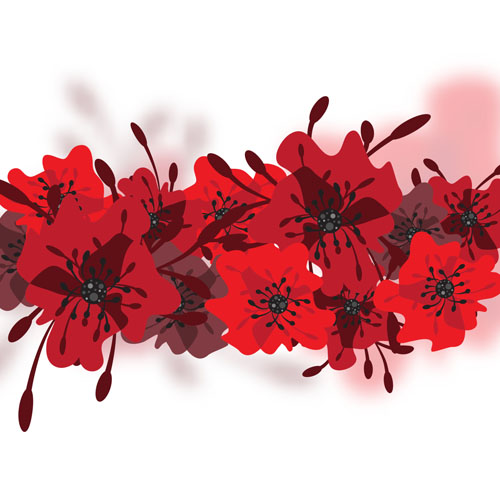 Hand drawn red flower backgrounds vector 11 hand flower drawn backgrounds   