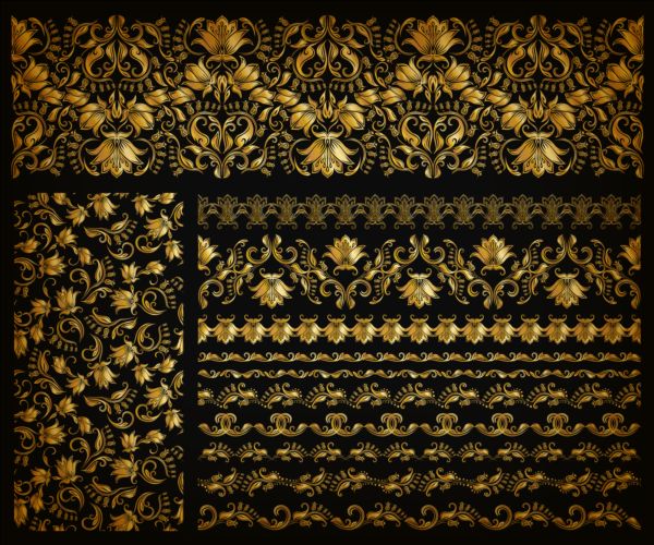 Luxury golden ornaments with seamless borders vector 06 ornaments luxury golden borders   