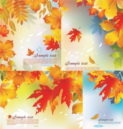 Shiny maple leaf background vector set shiny maple leaf background   