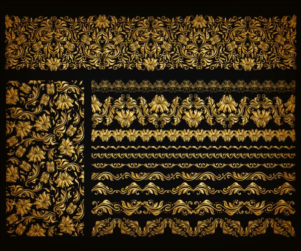 Luxury golden ornaments with seamless borders vector 05 ornaments luxury golden borders   