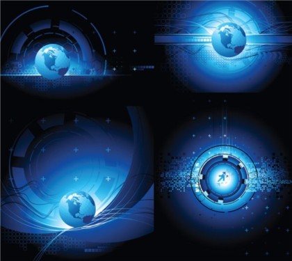 Blue planet design elements background vector material planet blue background   