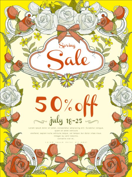 Spring sale poster with flowers vector 05 spring poster flowers   