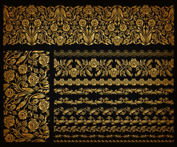 Luxury golden ornaments with seamless borders vector 02 ornaments luxury golden borders   