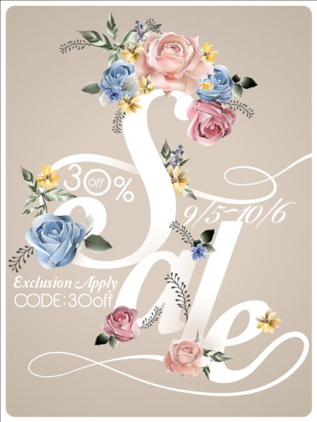 Spring sale poster with flowers vector 02 spring poster flowers   