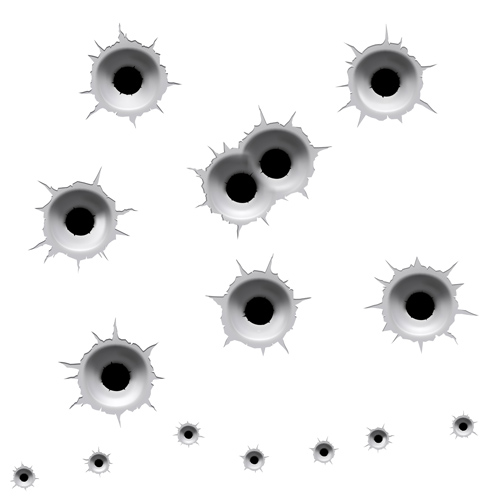 Realistic bullet holes vector illustration 04 realistic illustration bullet holes   