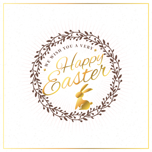 Floral frame with happy easter background vector 01 happy frame floral easter background   