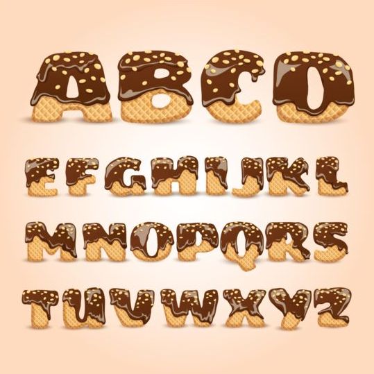 Chocolate cookies alphabet vector cookies chocolate alphabet   