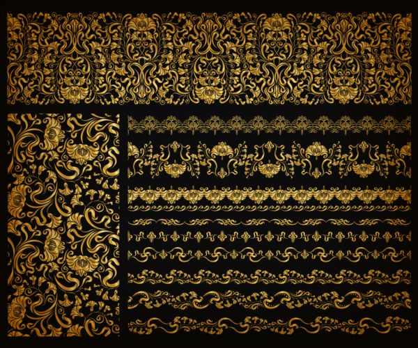 Luxury golden ornaments with seamless borders vector 08 ornaments luxury golden borders   