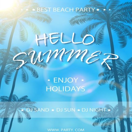 Blue background with summer party vector summer party blue background   