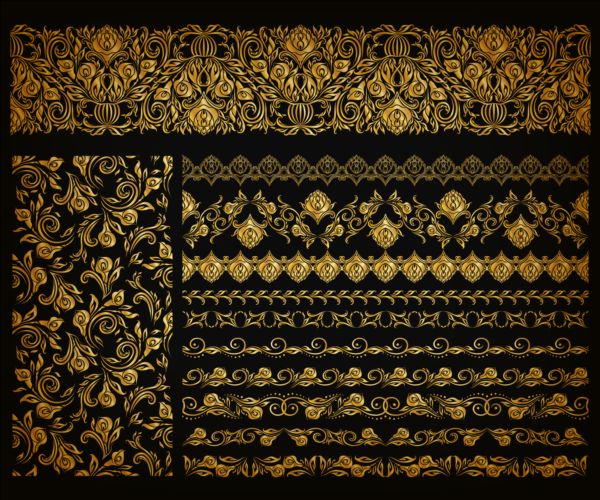 Luxury golden ornaments with seamless borders vector 07 ornament luxury golden borders   