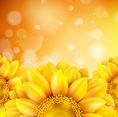 Sunflower flower with bokeh vector background 03 sunflower flower bokeh background   