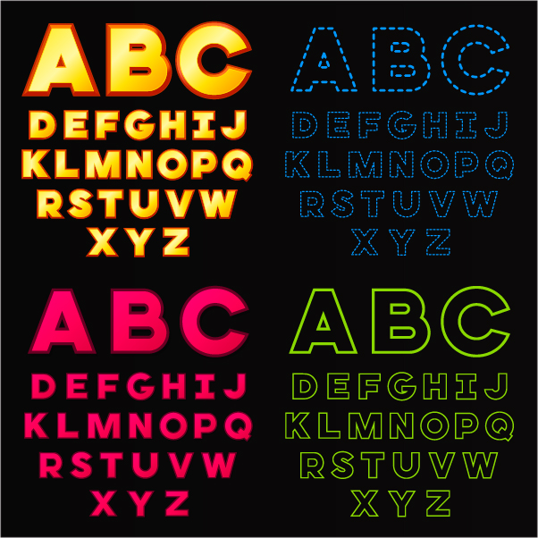 Colorful alphabets vector set 02 colorful alphabets   