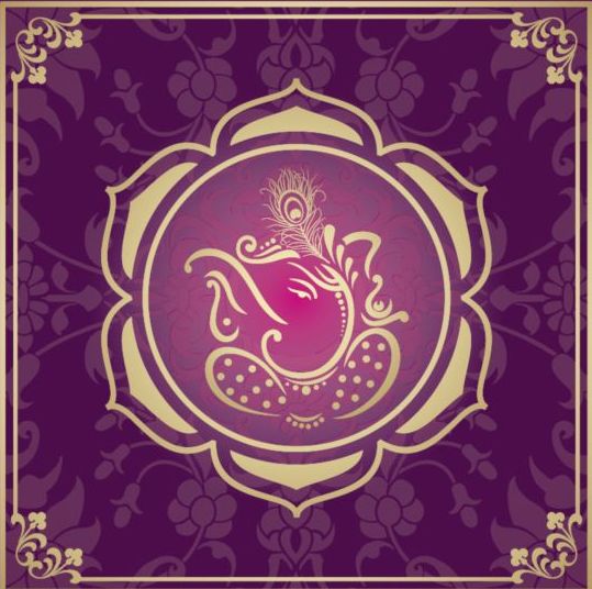 Indian style floral purple background vector 08 style purple indian floral background   