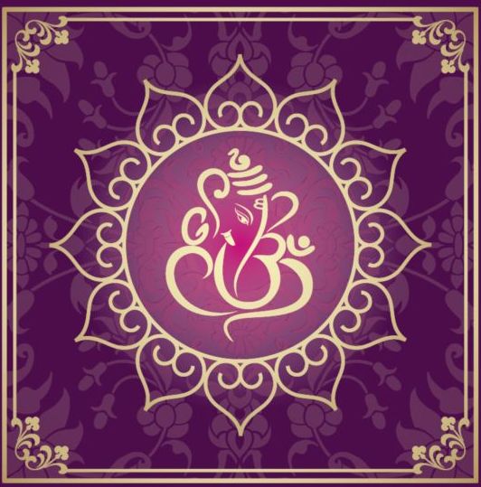 Indian style floral purple background vector 07 style purple indian floral background   