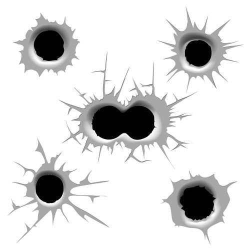 Realistic bullet holes vector illustration 01 realistic illustration bullet holes   