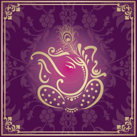 Indian style floral purple background vector 05 style purple indian floral background   