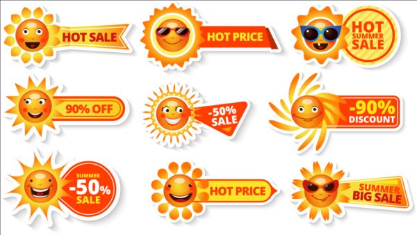 Sun with summer discount banner vector 02 sun summer discount banner   