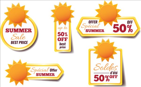 Sun with summer discount banner vector 01 sun summer discount banner   