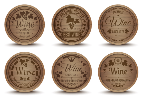 Wine wooden labels vintage vector wooden wine vintage labels   