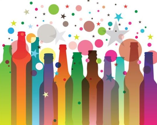Colorful bottles with holiday background vector holiday colorful bottles background   