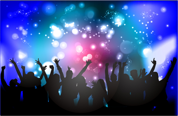 People silhouette with disco party poster vector 01 silhouette poster people party disco   