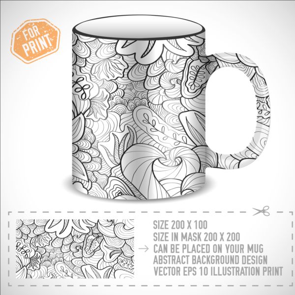 Decor floral with mug vector material 02 mug floral decor   