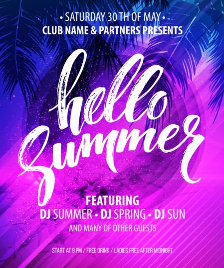 Hello summer party flyer design vector 03 summer party hello flyer   