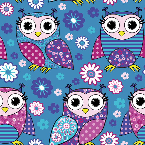 Cute cartoon owls vector seamless pattern 05 seamless pattern owls cute cartoon   