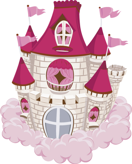 Red with pink castles vector red pink castles   