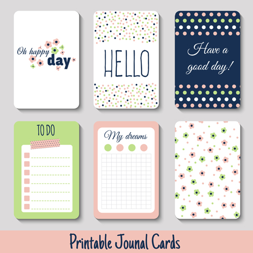 Cute journal cards vector material 06 material journal cute cards   