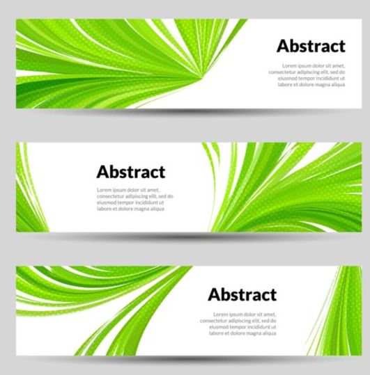 Green wave banners set vector 03 wave green banners   