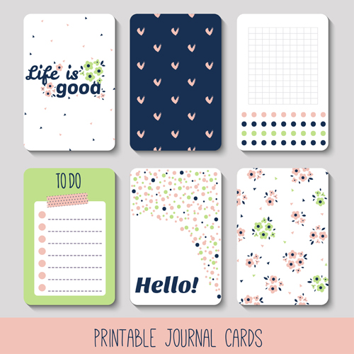 Cute journal cards vector material 01 material journal cute cards   