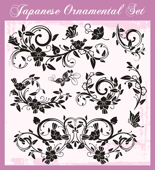 Japanese styles ornaments design vector set 10 styles ornaments Japanese design   