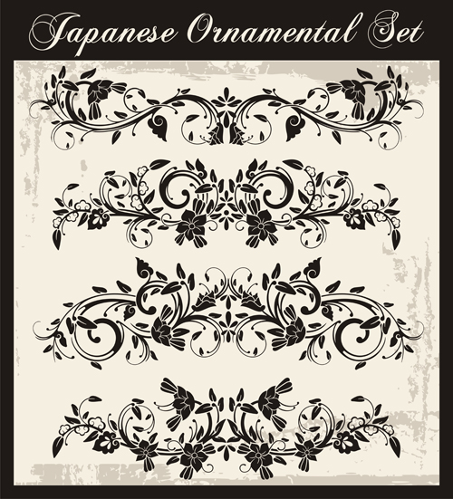 Japanese styles ornaments design vector set 09 styles ornaments Japanese design   