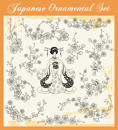 Japanese styles ornaments design vector set 08 styles ornaments Japanese design   
