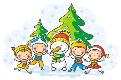 Happy winter children cartoon vector 04 winter happy children cartoon   