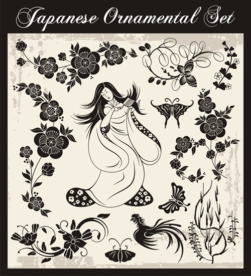 Japanese styles ornaments design vector set 05 styles ornaments Japanese design   