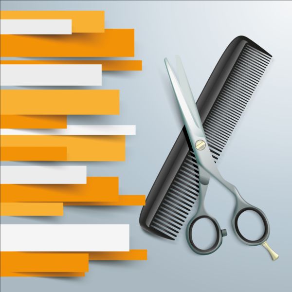 Paper Lines with scissors comb background vector scissors paper lines comb background   