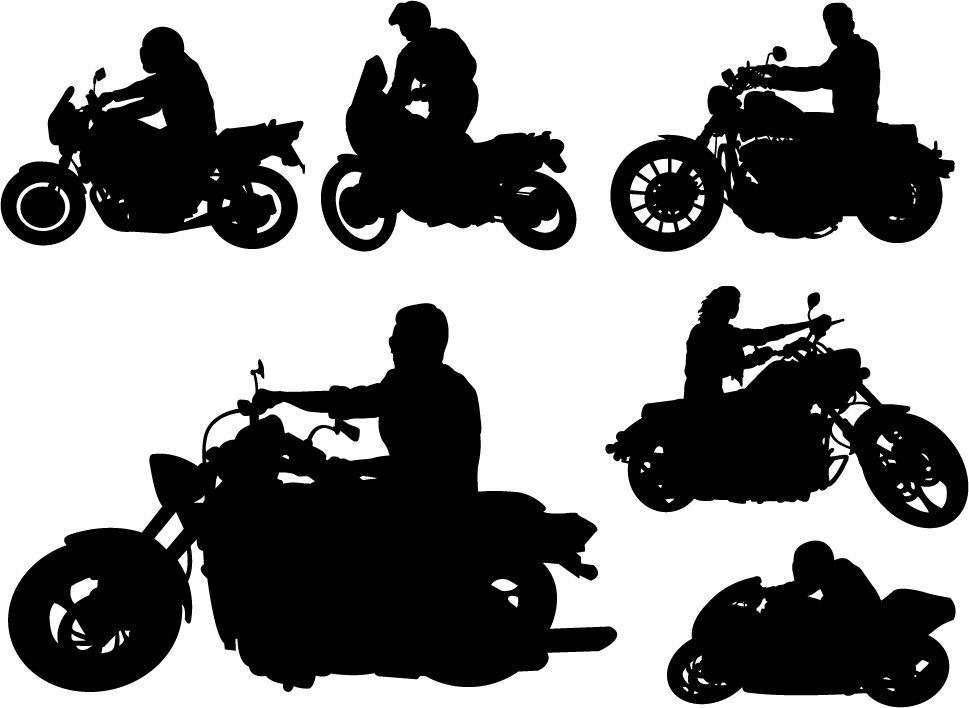 Motorcycle riders with motorcycle silhouettes vector set 03 silhouettes riders motorcycle   