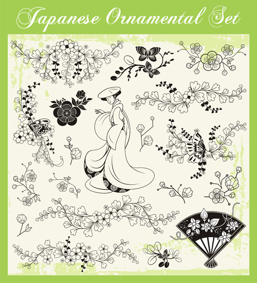 Japanese styles ornaments design vector set 04 styles ornaments Japanese design   